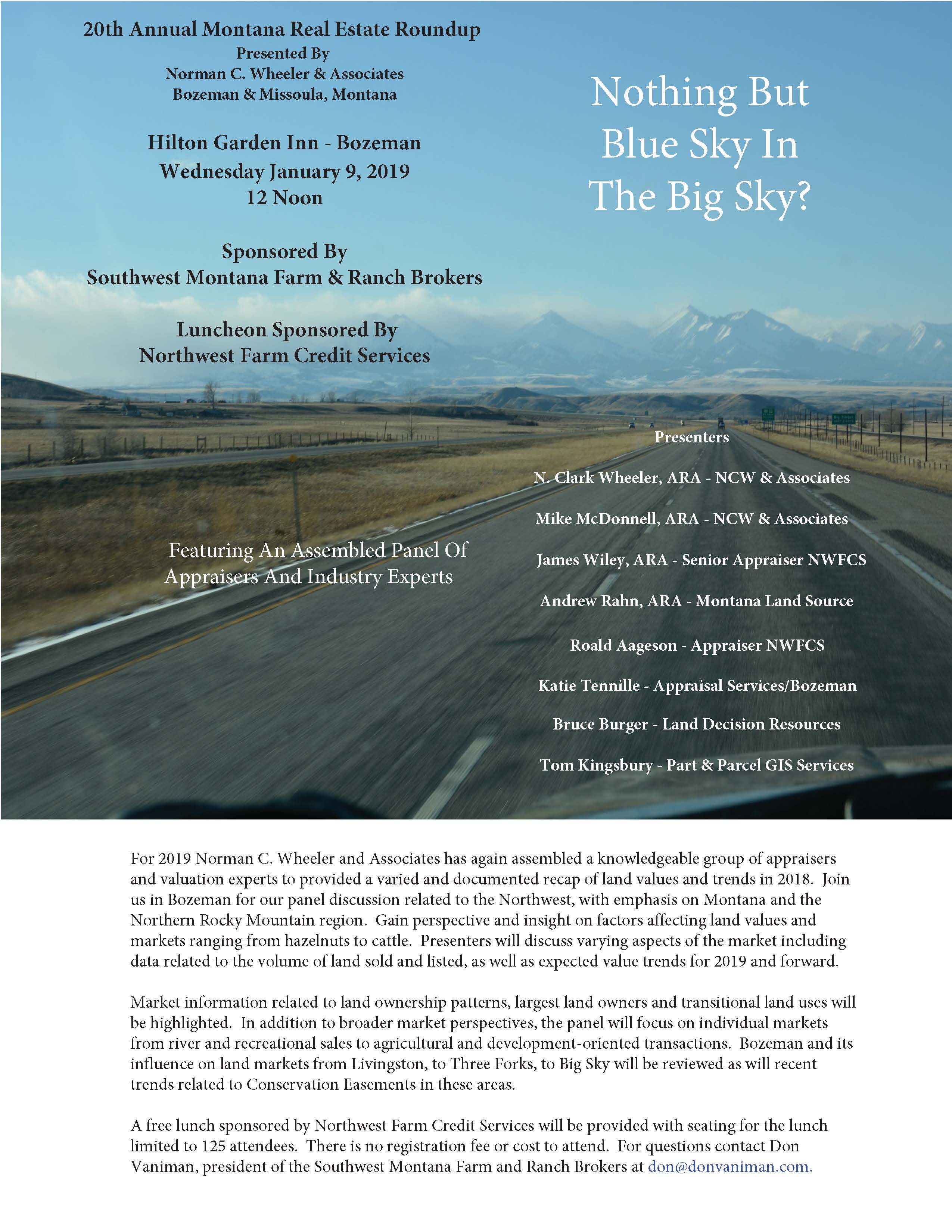20th Annual Presentation on Rural Montana Land Values & Trends